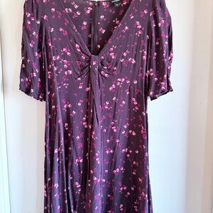 Express Purple Dress with Pink Floral Pattern